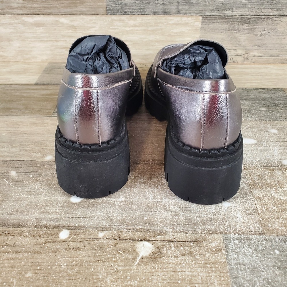 Free People Lyra Womens Loafer Shoes Sz 7 Pewter Lug Sole Slip On Loafers - Picture 3 of 12